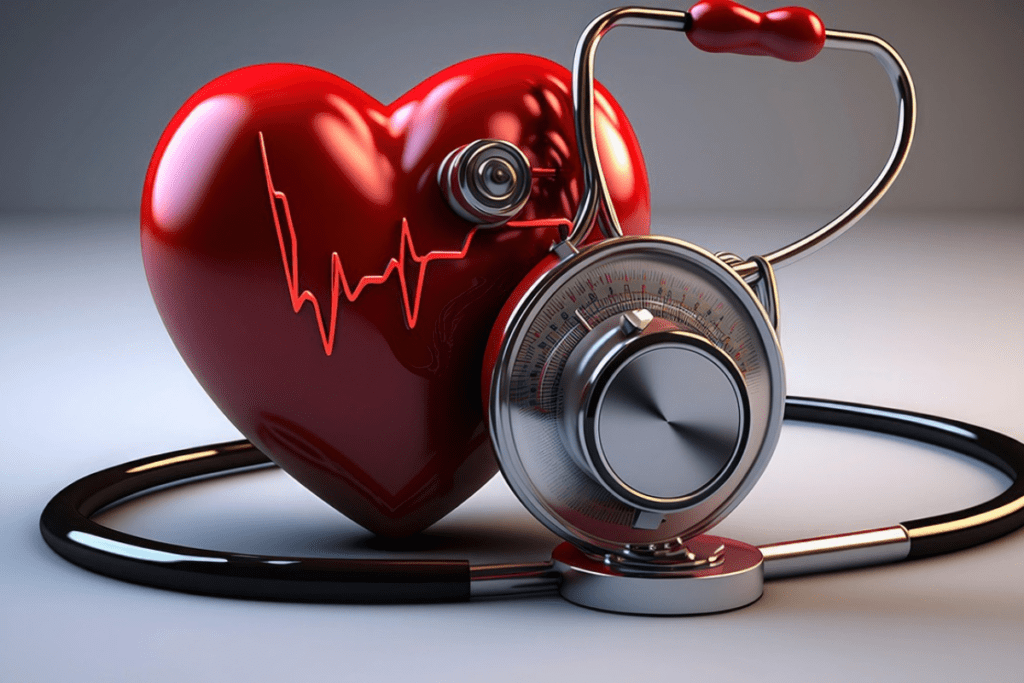 Coração e estetoscópio.