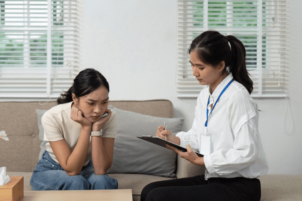 Apoio psicológico à mulher.