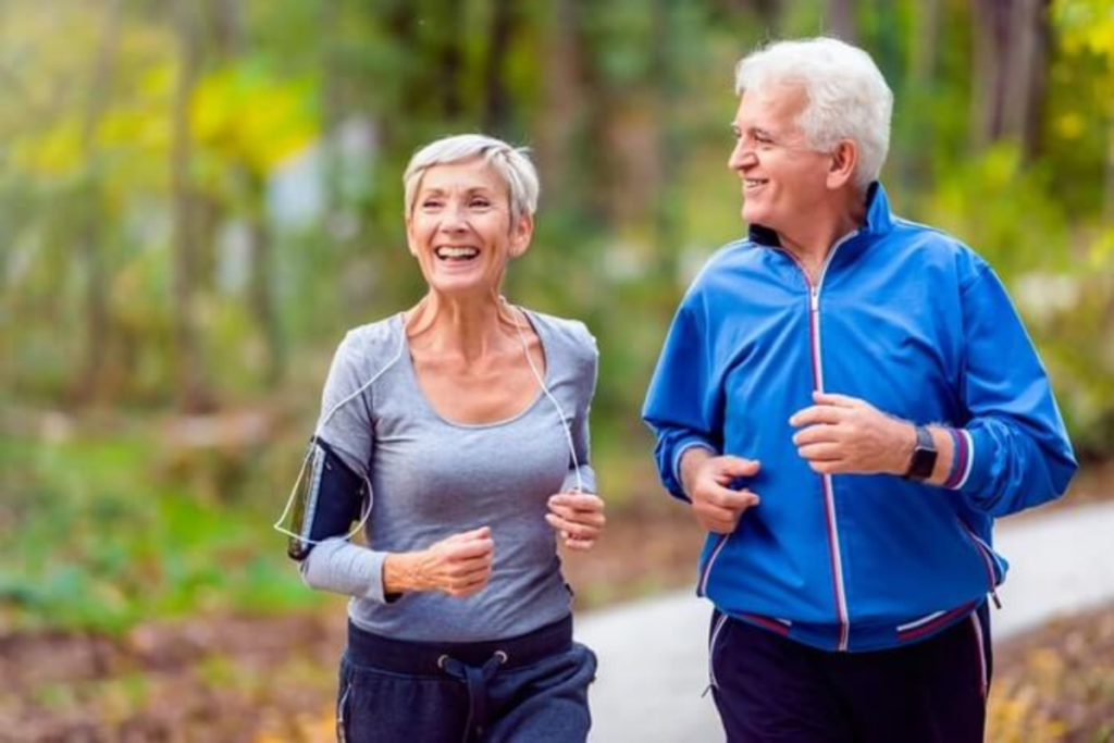 acima de 50 com esposa se exercitando