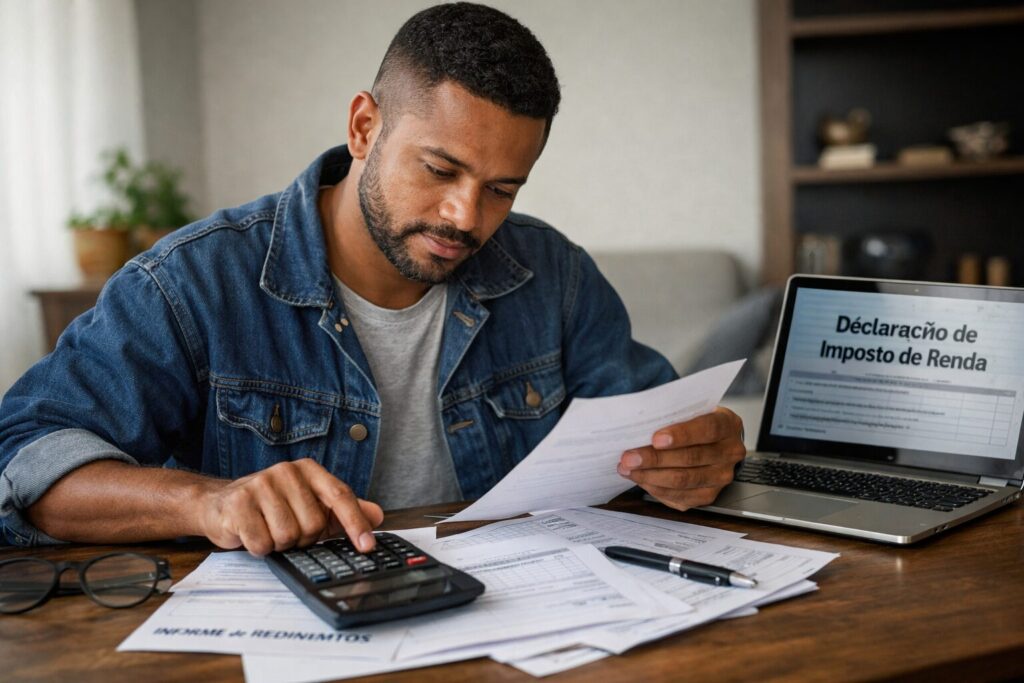 Declarando imposto à Receita Federal.