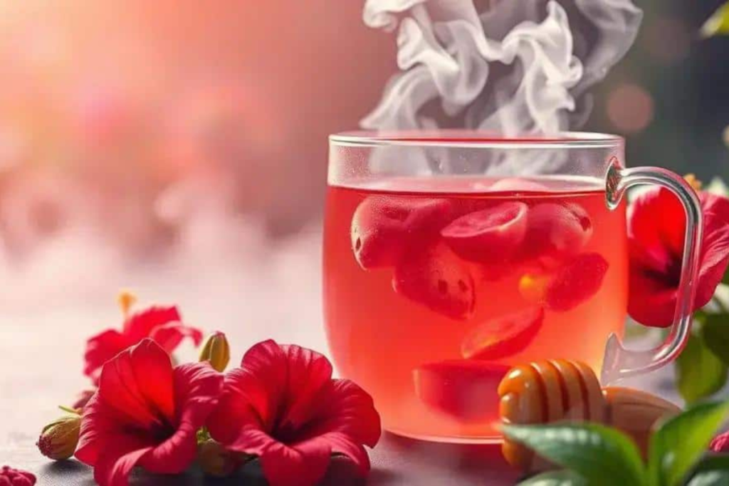 Chá de hibisco preparo.
