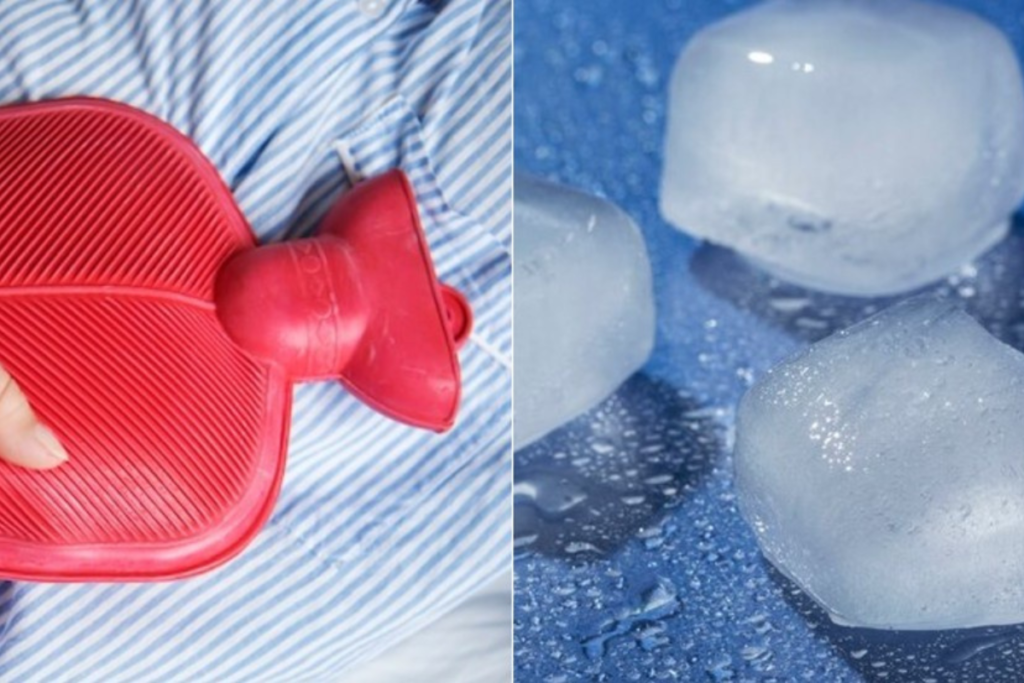 Bolsa de água quente ou gelo na dor.