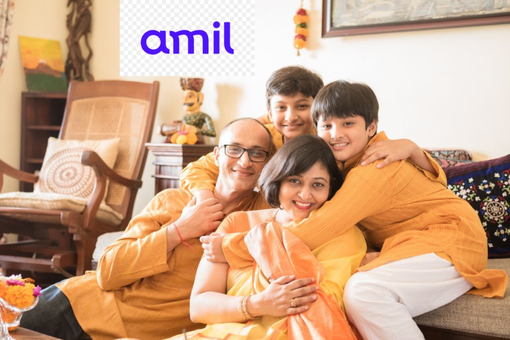 Família reunida com Amil Dental.