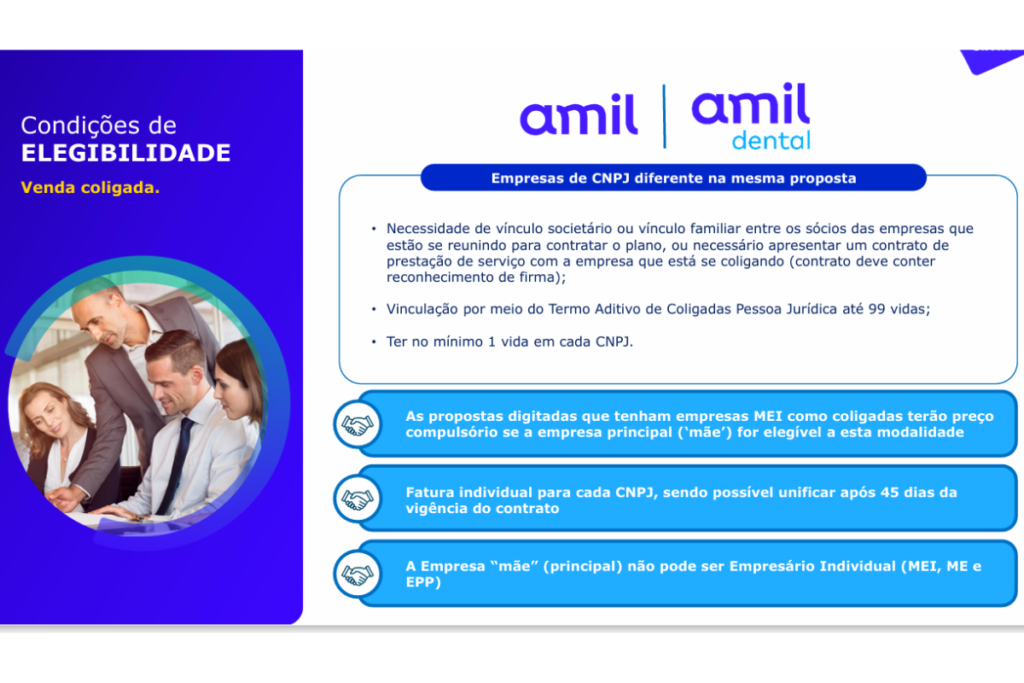 Venda Coligada Amil PME Saúde.